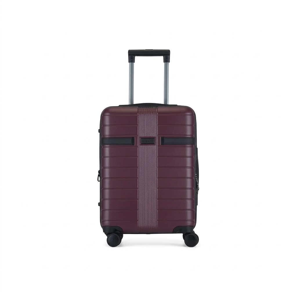 Bugatti Hamburg red lacquer carry-on luggage with telescopic handle and spinner wheels.